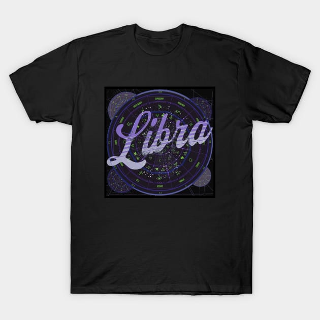 Libra Zodiac Astrology T-Shirt by Aurora X